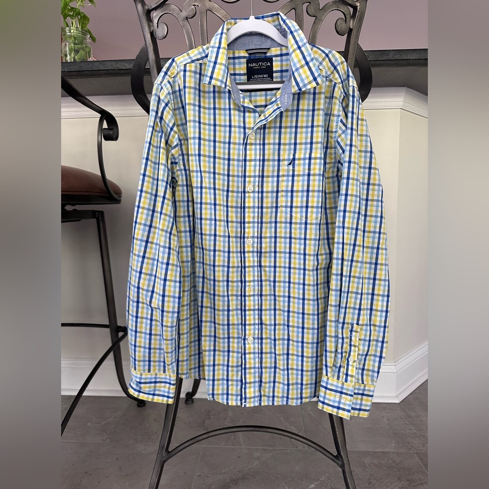 Nautica Boy's Checkered Blue and Yellow Shirt